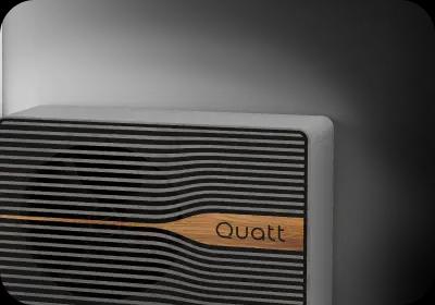 A Quatt Hybrid Heatpump with a grey background